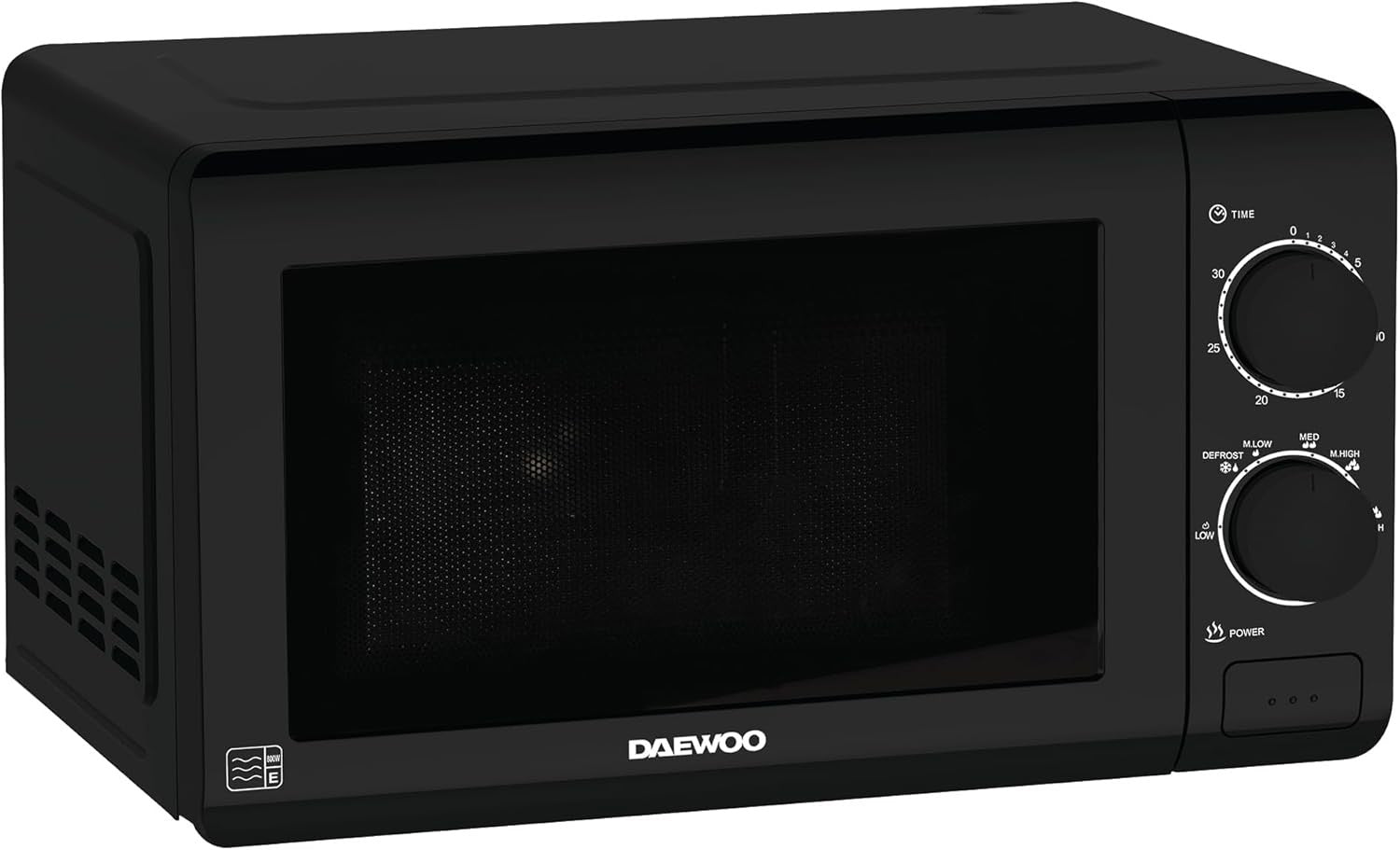 Daewoo 20L Manual Microwave 700W 6 Power Levels Defrost Timer Black