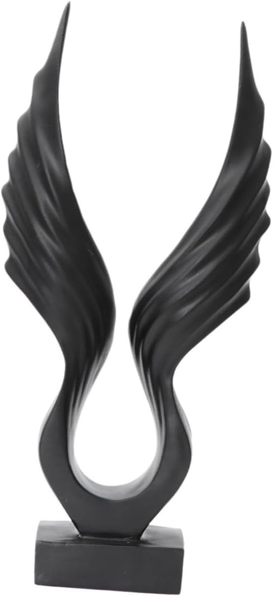 Black Angel Wing Resin Sculpture Modern Ornament for Home Table Shelf Decor