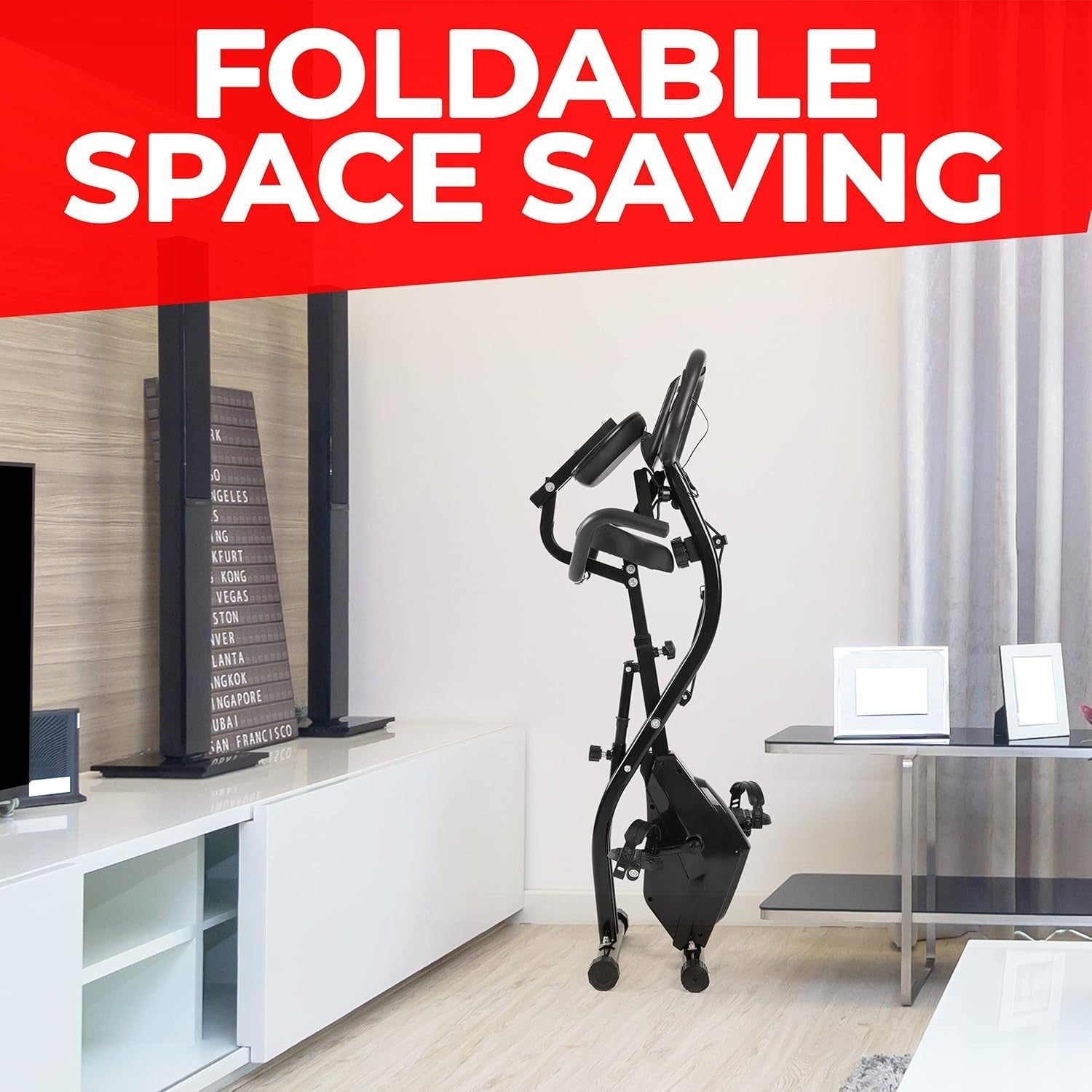 3-in-1 Folding Exercise Bike w/ Magnetic Resistance, LCD Display & App Support