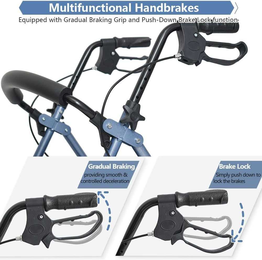 4 Wheel Rollator Walker with Seat Folding Adjustable Brakes