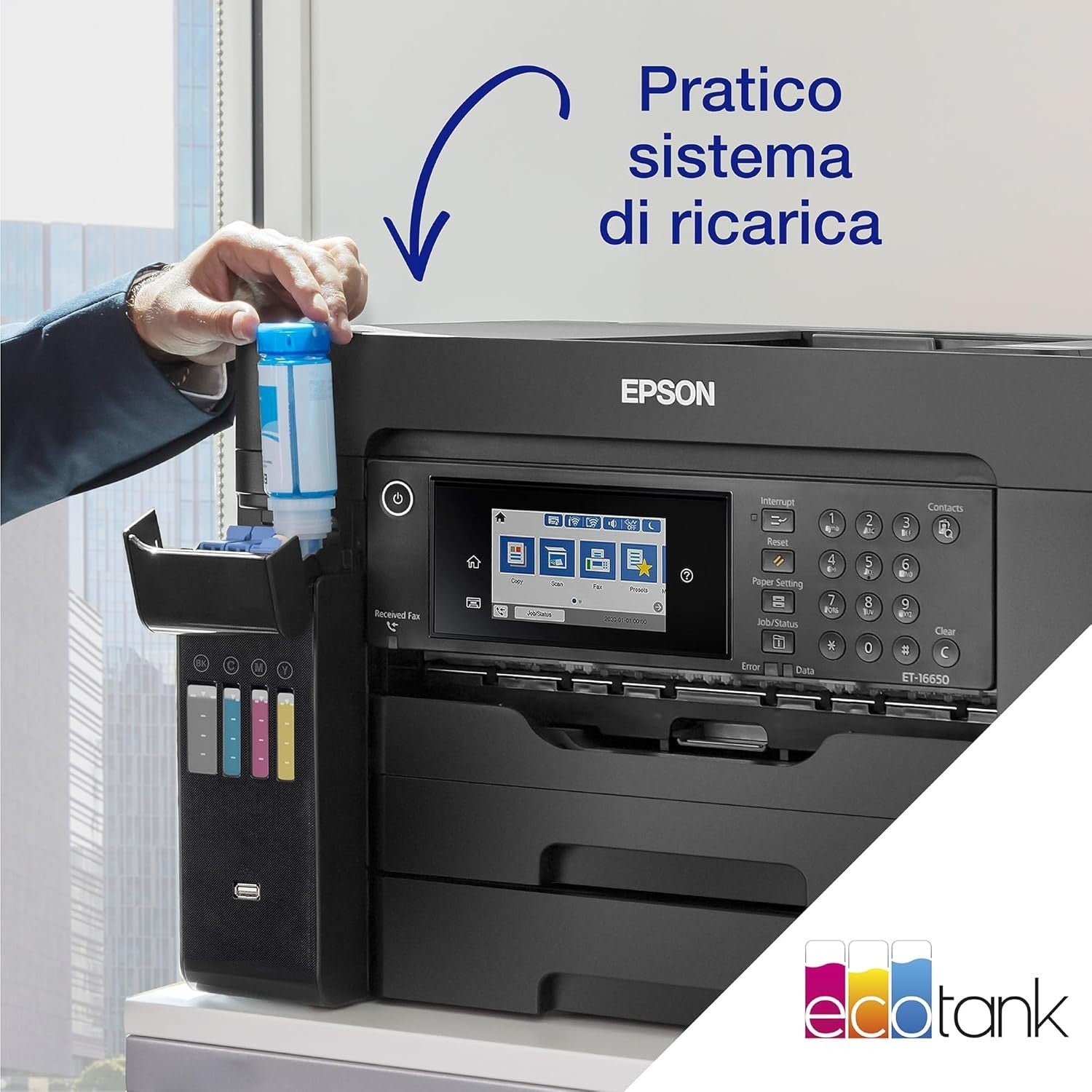 Black A4 Multifunction Wi-Fi Ink Tank Printer with Fax & Scanner