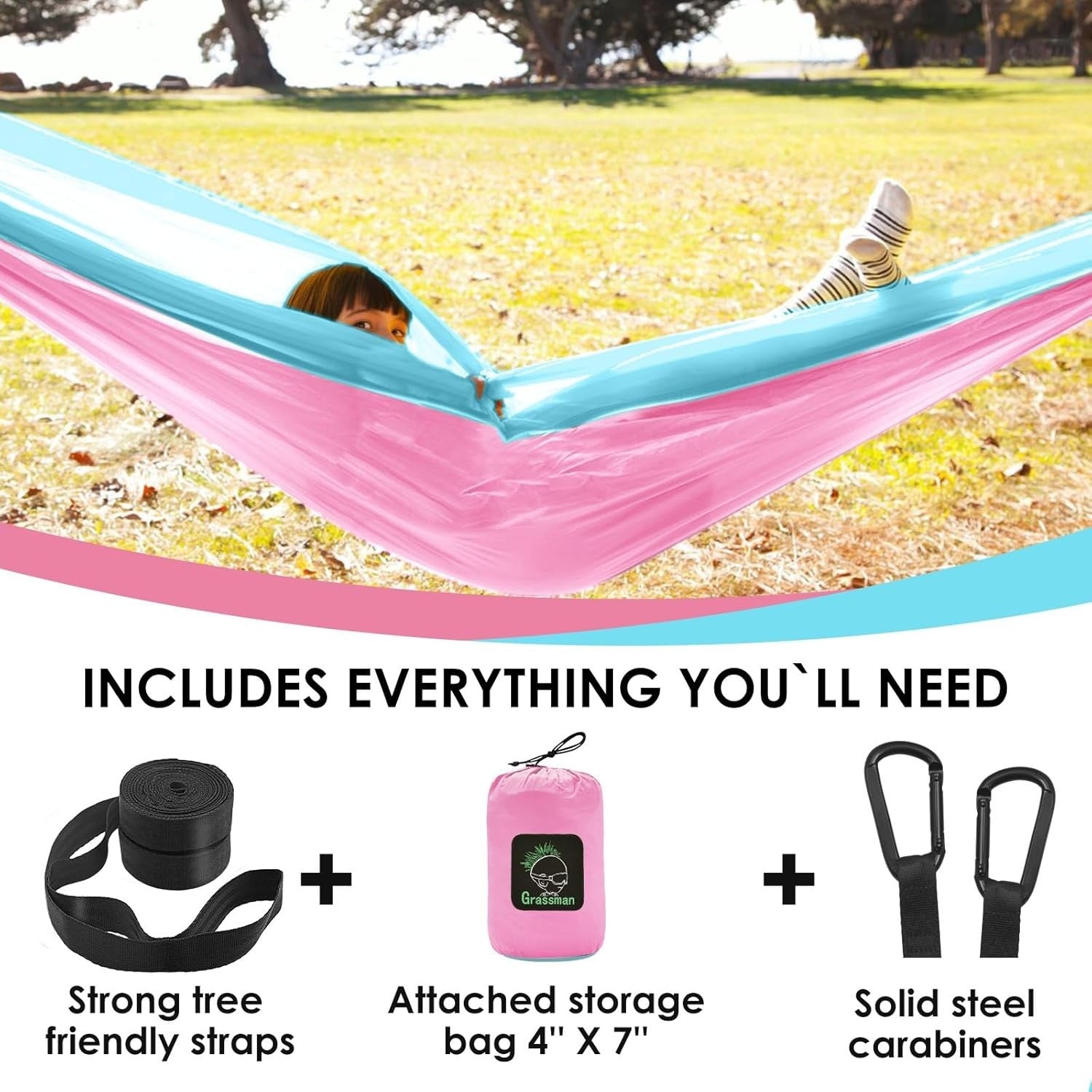 Kids Camping Hammock with Straps | Safe Portable Indoor Outdoor Hanging Bed