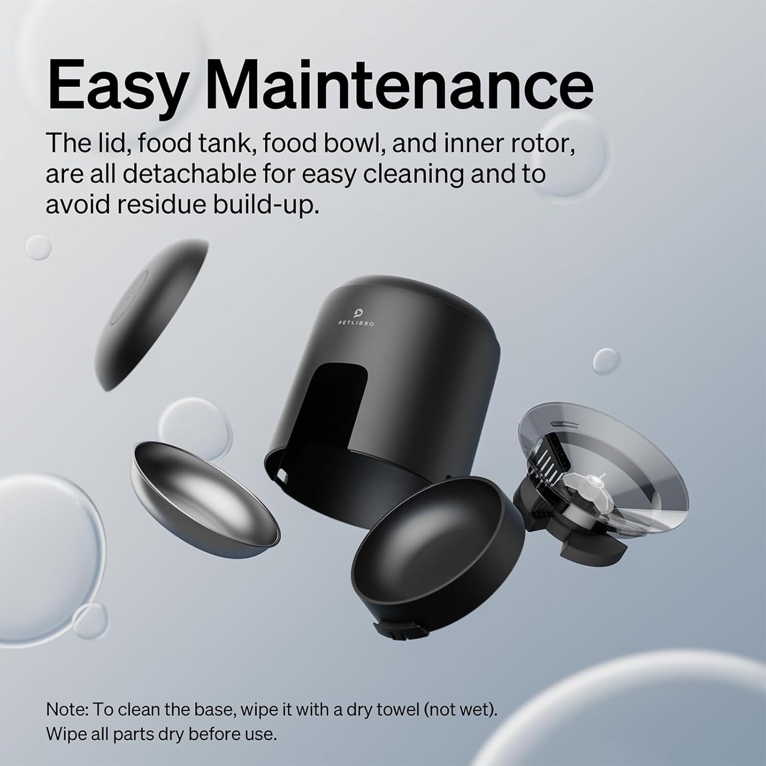 Automatic Cat Feeder Timer 180 Day Battery Life 6 Meal Food Dispenser