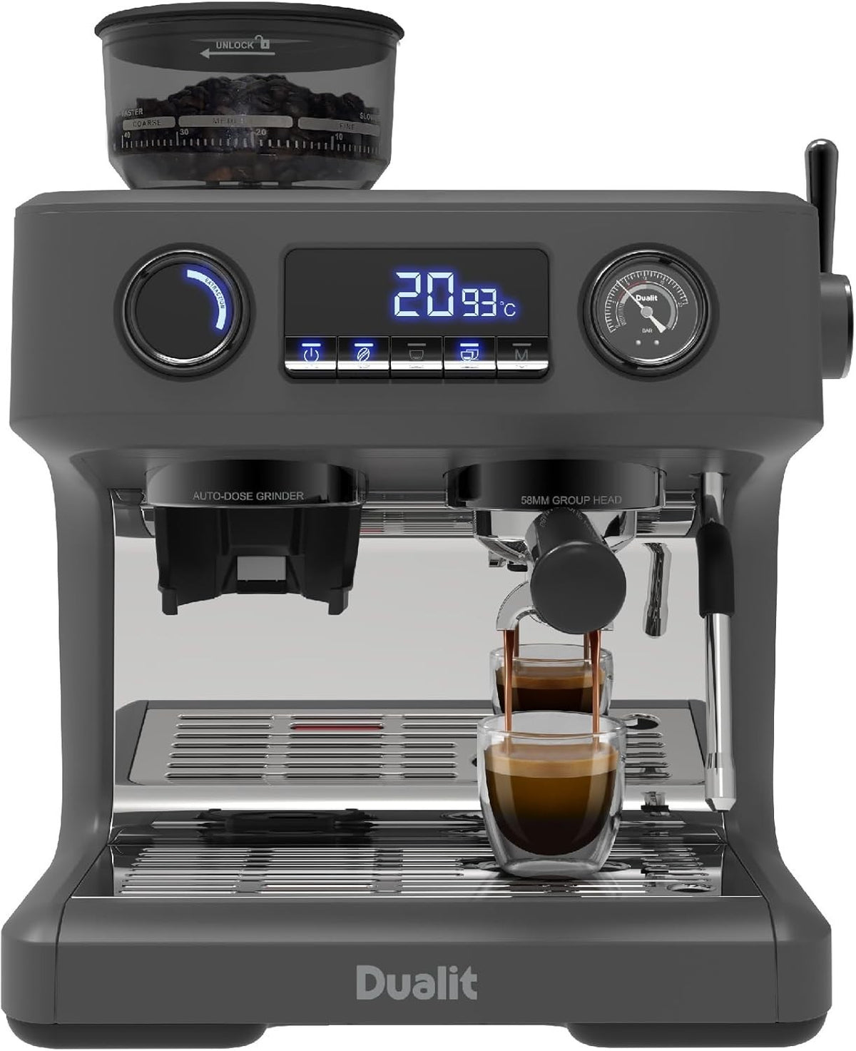 Professional Espresso Machine Dual Boiler | Built-In Grinder, 20-Bar, 2.8L Tank
