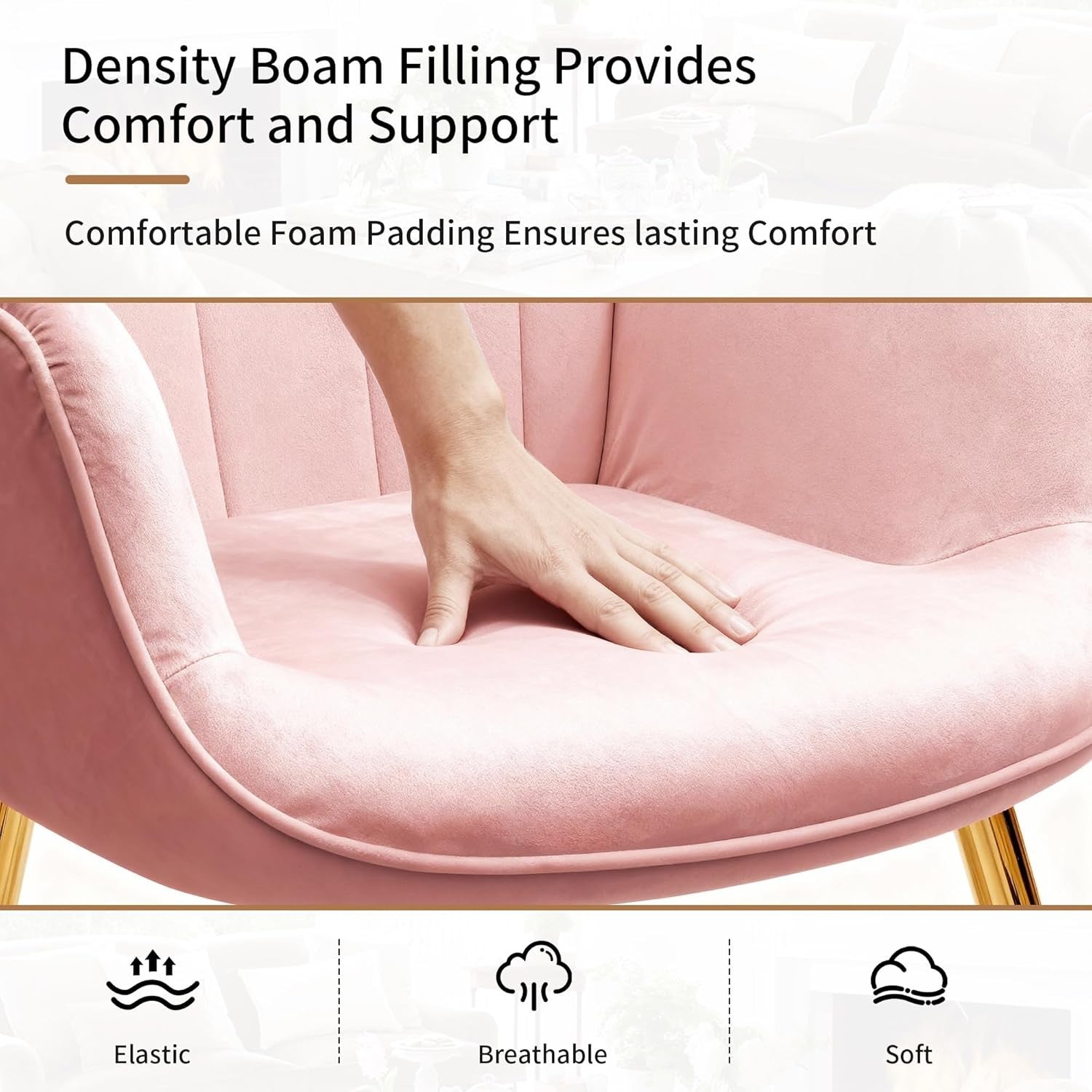 Wing Back Accent Armchair with Ottoman Modern Lounge Chair Pink