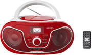 Red Portable Boombox CD Player FM Radio USB AUX Bluetooth Remote