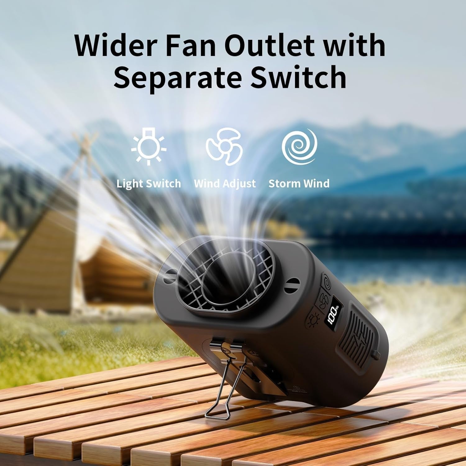 Wearable Waist Fan – 14500mAh Rechargeable 5-Speed w/ LED for Camping & Work