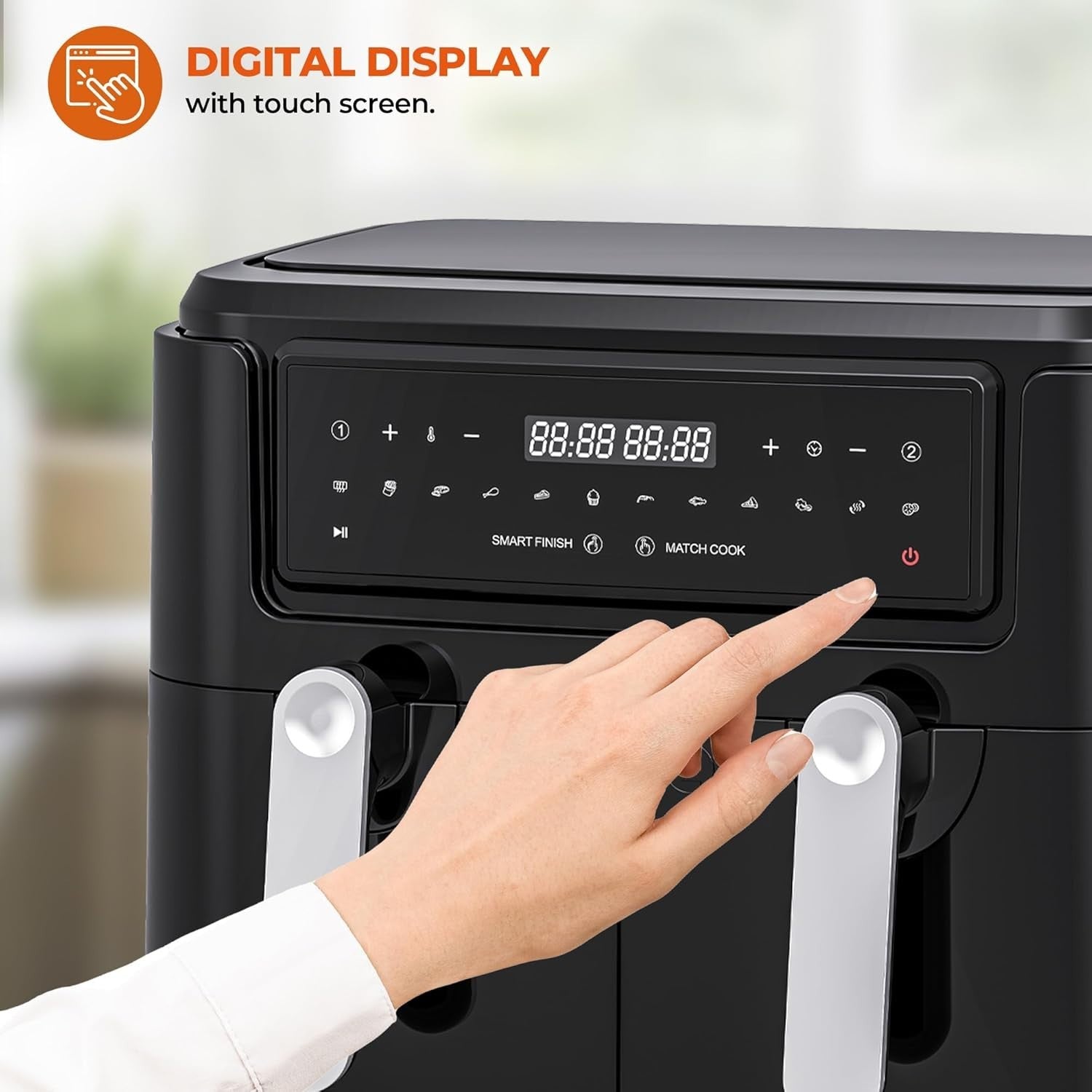 Dual Drawer Air Fryer Digital 10 Presets 60min Timer Oil Free Low Fat Cook