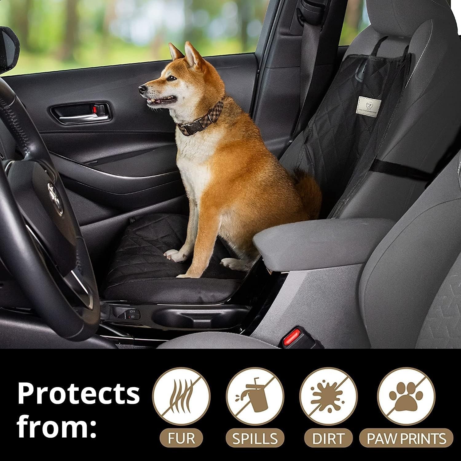 Front Dog Car Seat Cover Waterproof Non Slip Scratch Proof 50cm Black