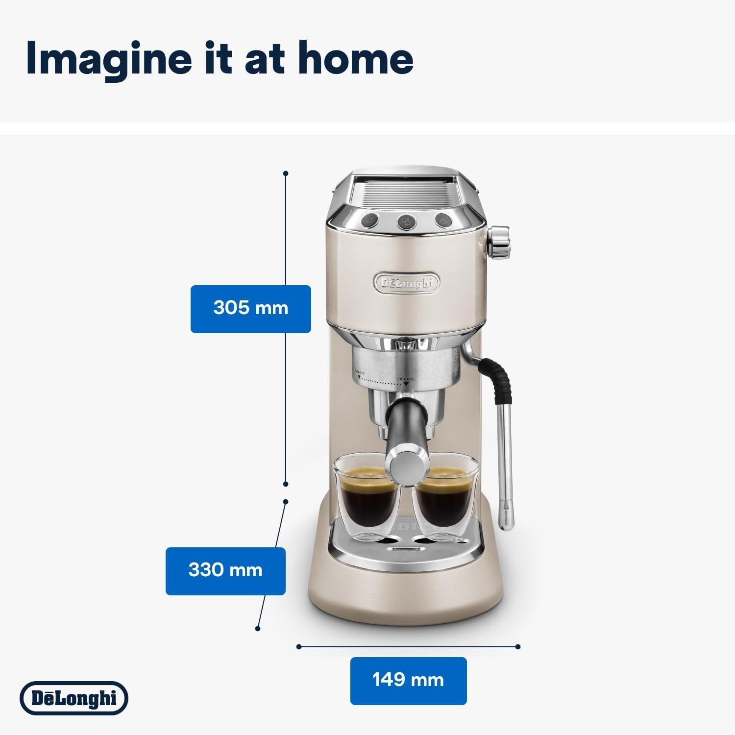Compact Barista Espresso Machine | 15-Bar Pump | LatteArt Steam Wand | Slim 15cm