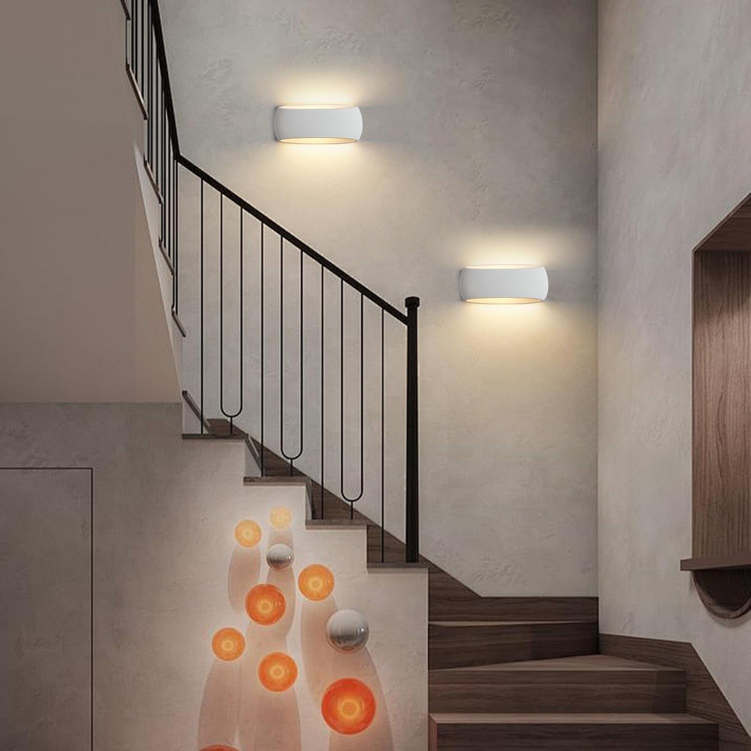 Modern White Wall Lights Uplight Downlight Plaster 2 Pack | 38cm XL