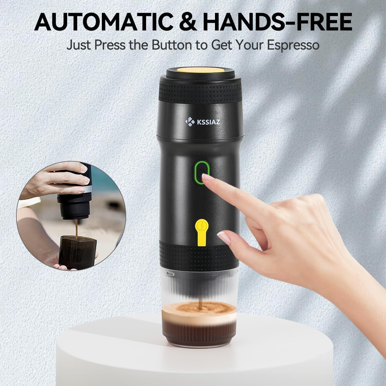 Portable Electric Espresso Maker 20Bar Self-Heating USB-C Mini Travel Machine