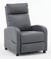 Recliner Armchair Grey PU Leather Lounge Chair Adjustable Back & Footrest