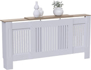 Adjustable White Radiator Cover Cabinet MDF Slatted Grill Modern Wooden Top