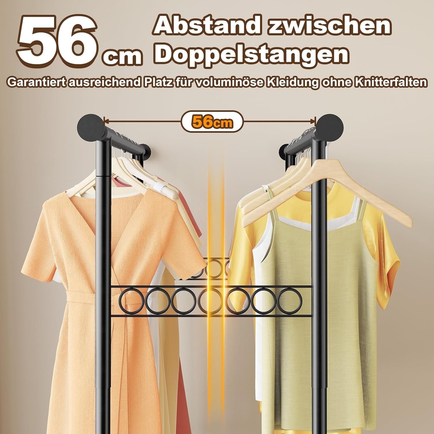 Heavy Duty Double Rail Clothes Rack 650lbs Extendable Black