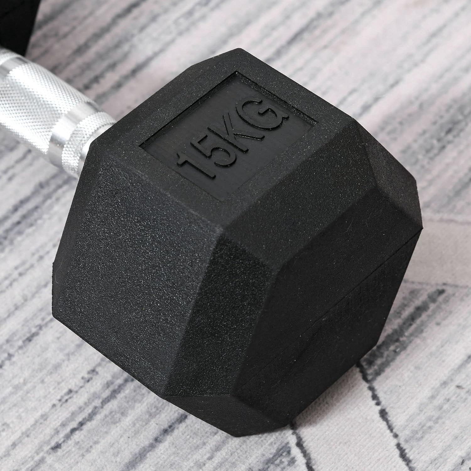30KG Rubber Hex Dumbbells Pair 2x15kg Anti Roll Home Gym Weights