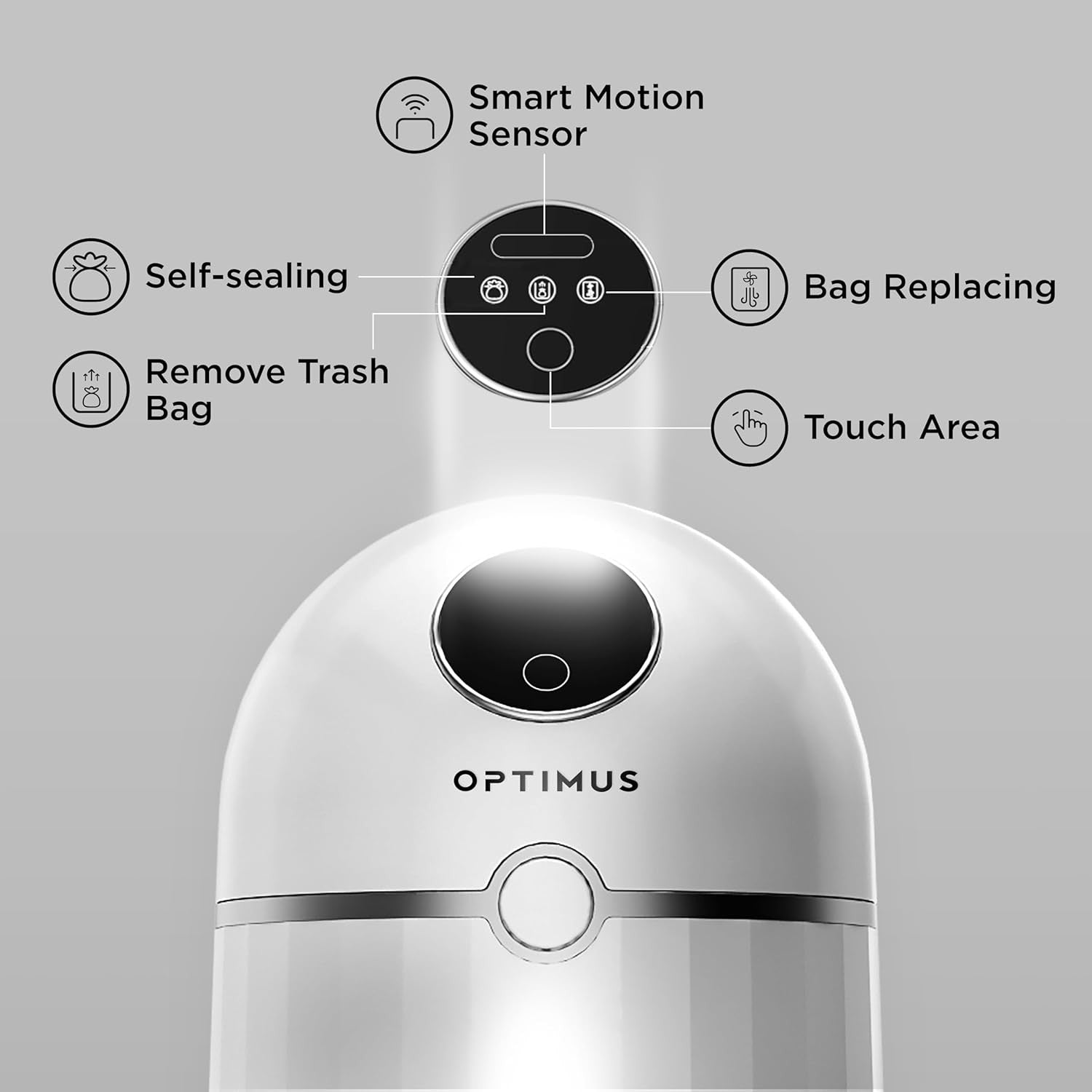 Touchless Trash Can Motion Sensor 2.7 Gallon Self Sealing White