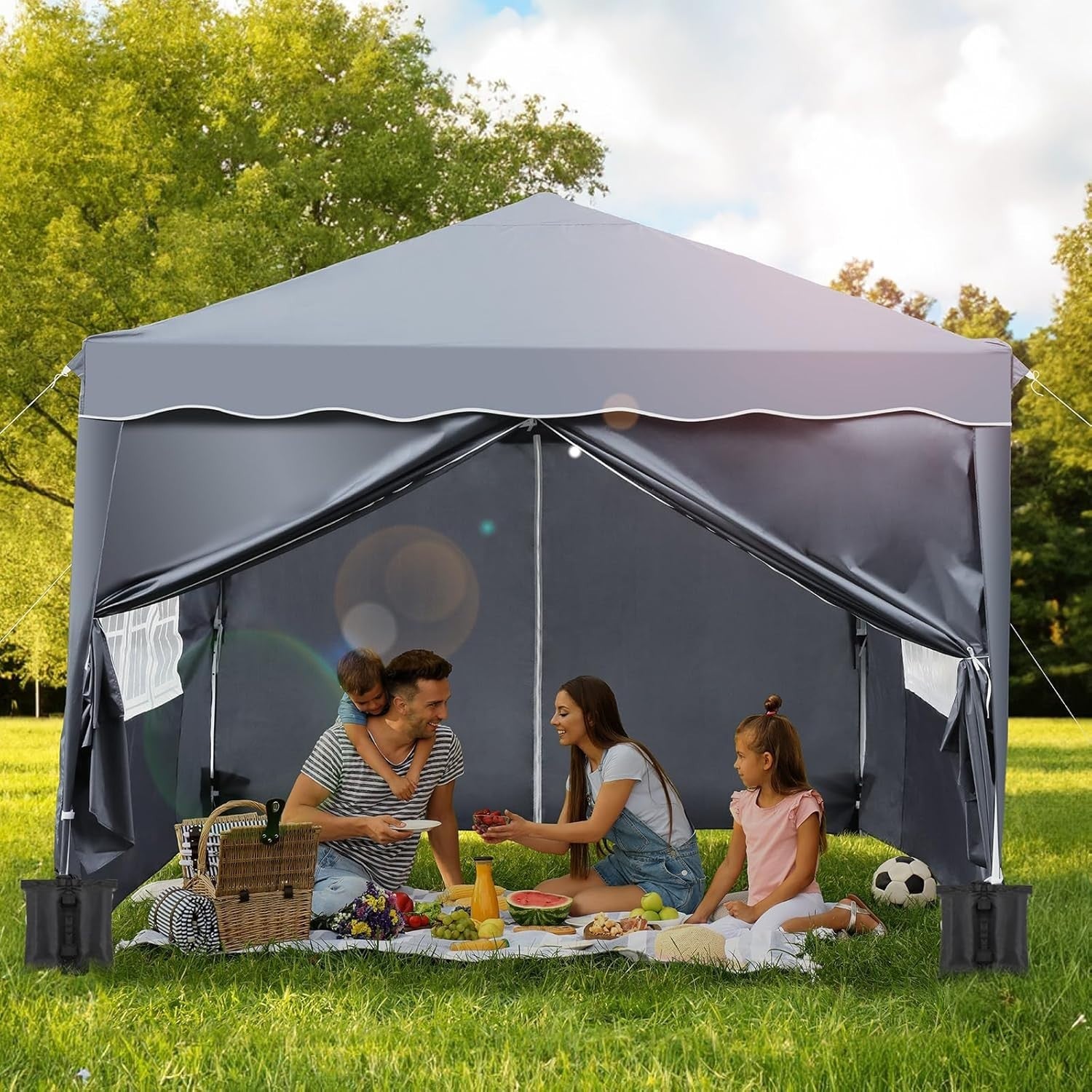 3x3M Waterproof Pop Up Garden Gazebo with 4 Sides & Mesh Windows | Heavy Duty