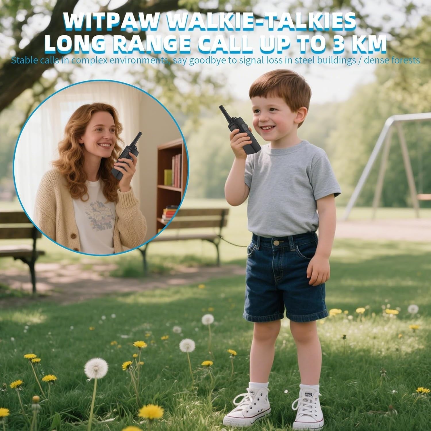 Kids Walkie Talkies Rechargeable 3KM Long Range LED 8 Channel Gift