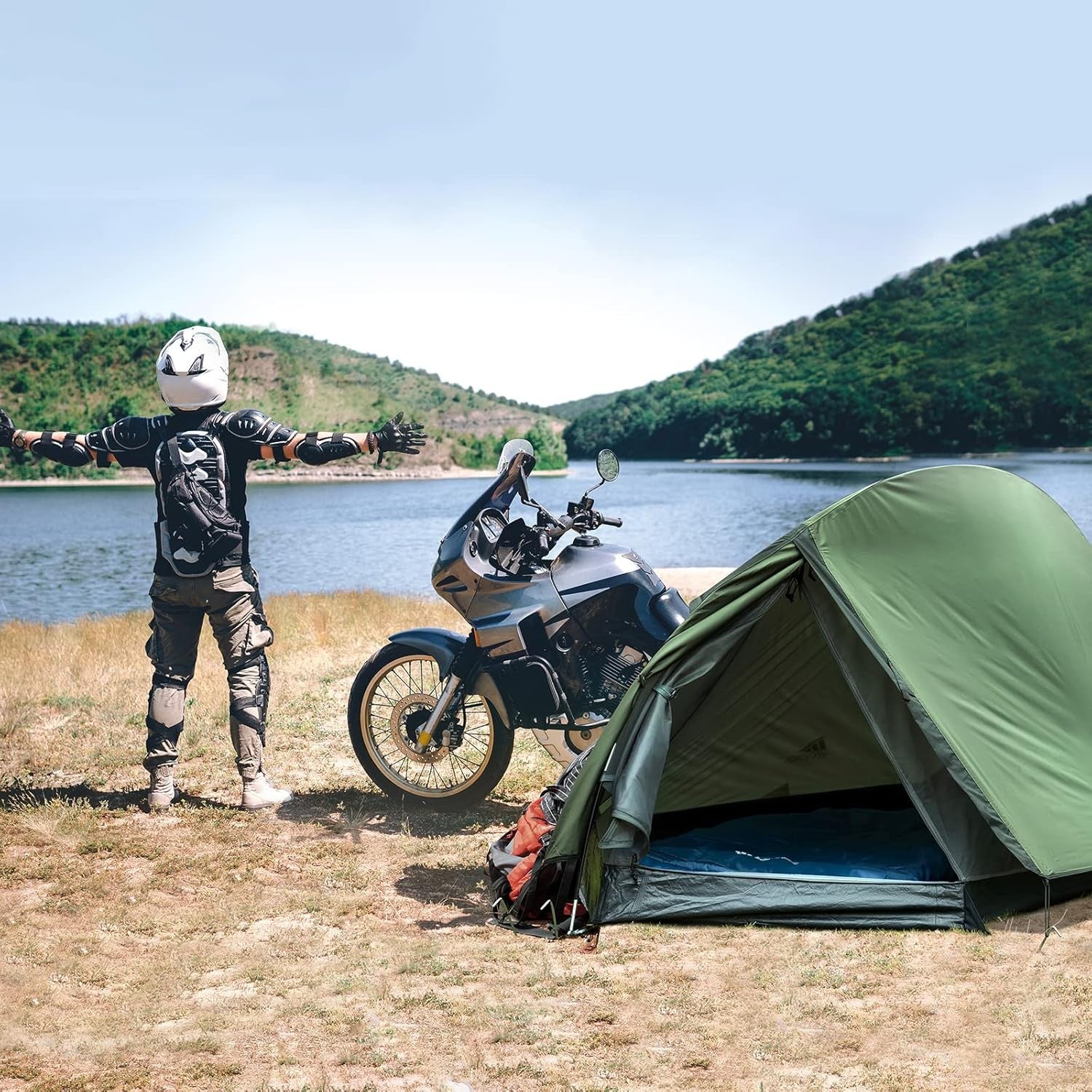 1-2 Man Ultralight Waterproof Camping Tent 2 Door Backpacking