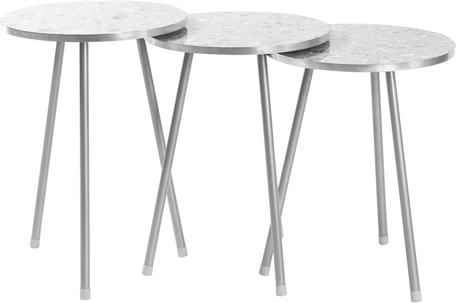 Space Saving Nesting End Tables Set of 3 for Living Room Bedroom Office Wood Gre