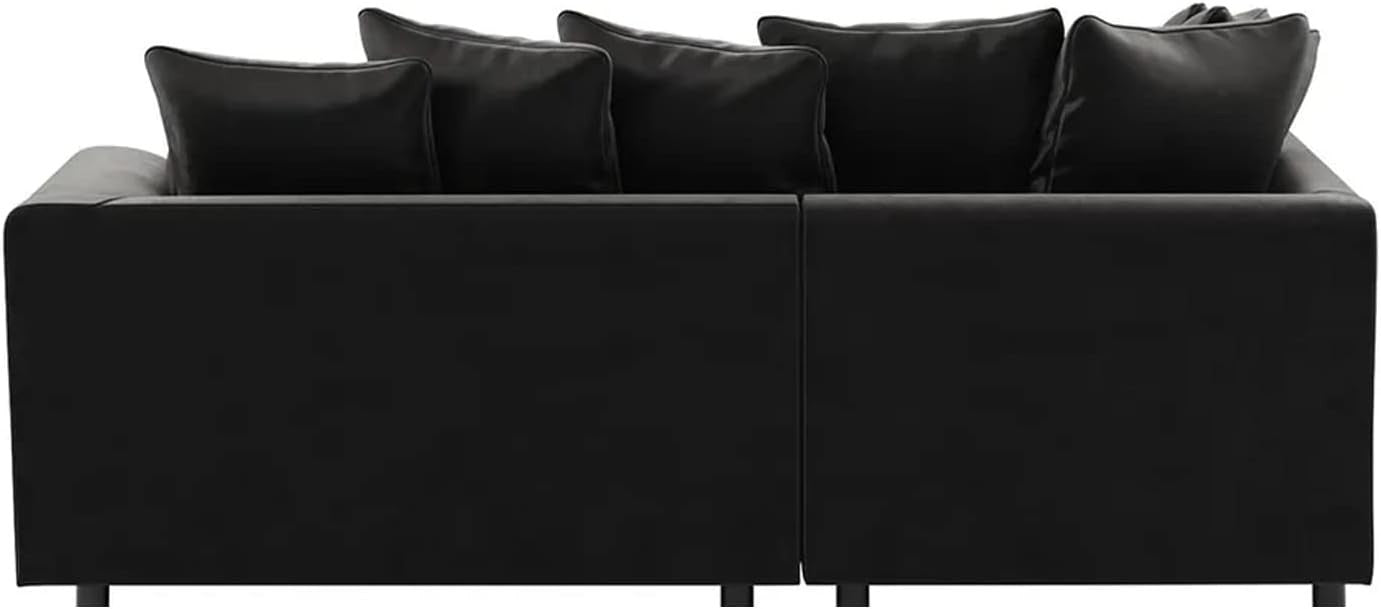Black Velvet Corner Sofa 4 Seater L Shape | Full Foam Cushions | Left Hand