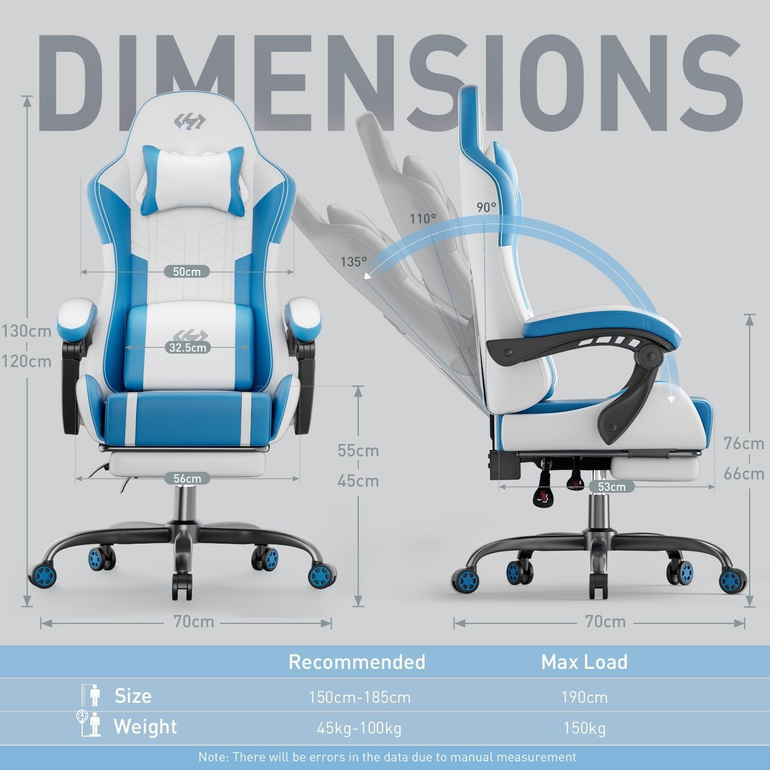 Massage Gaming Chair Recliner w/ Footrest Ergonomic Lumbar Support