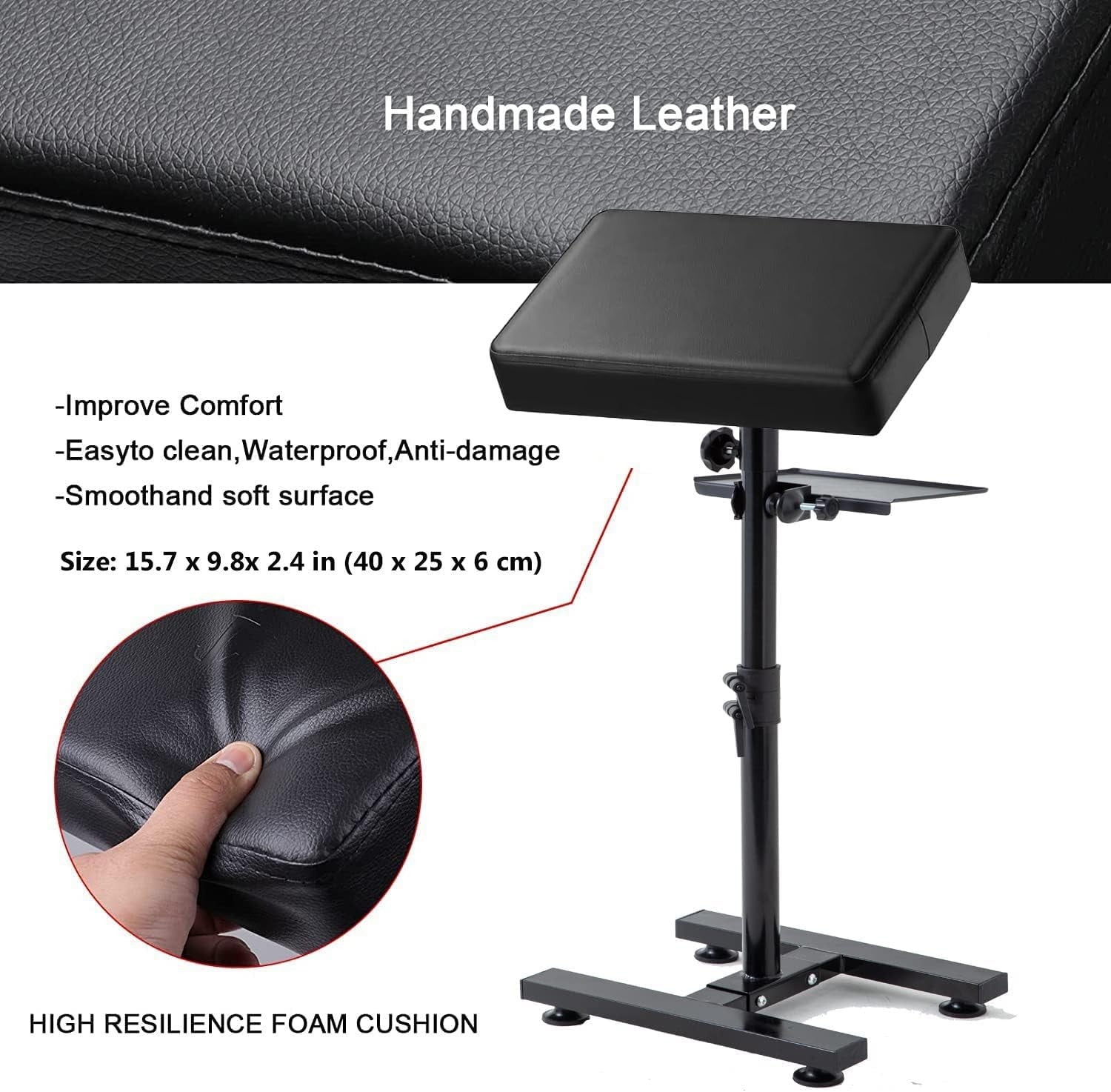 Tattoo Armrest Stand Adjustable Height Tilt Padded Support with Storage Board