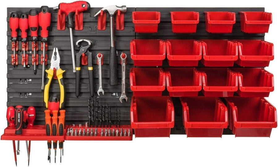 Garage Peg Board Tool Organizer Wall Storage Bin Rack Set