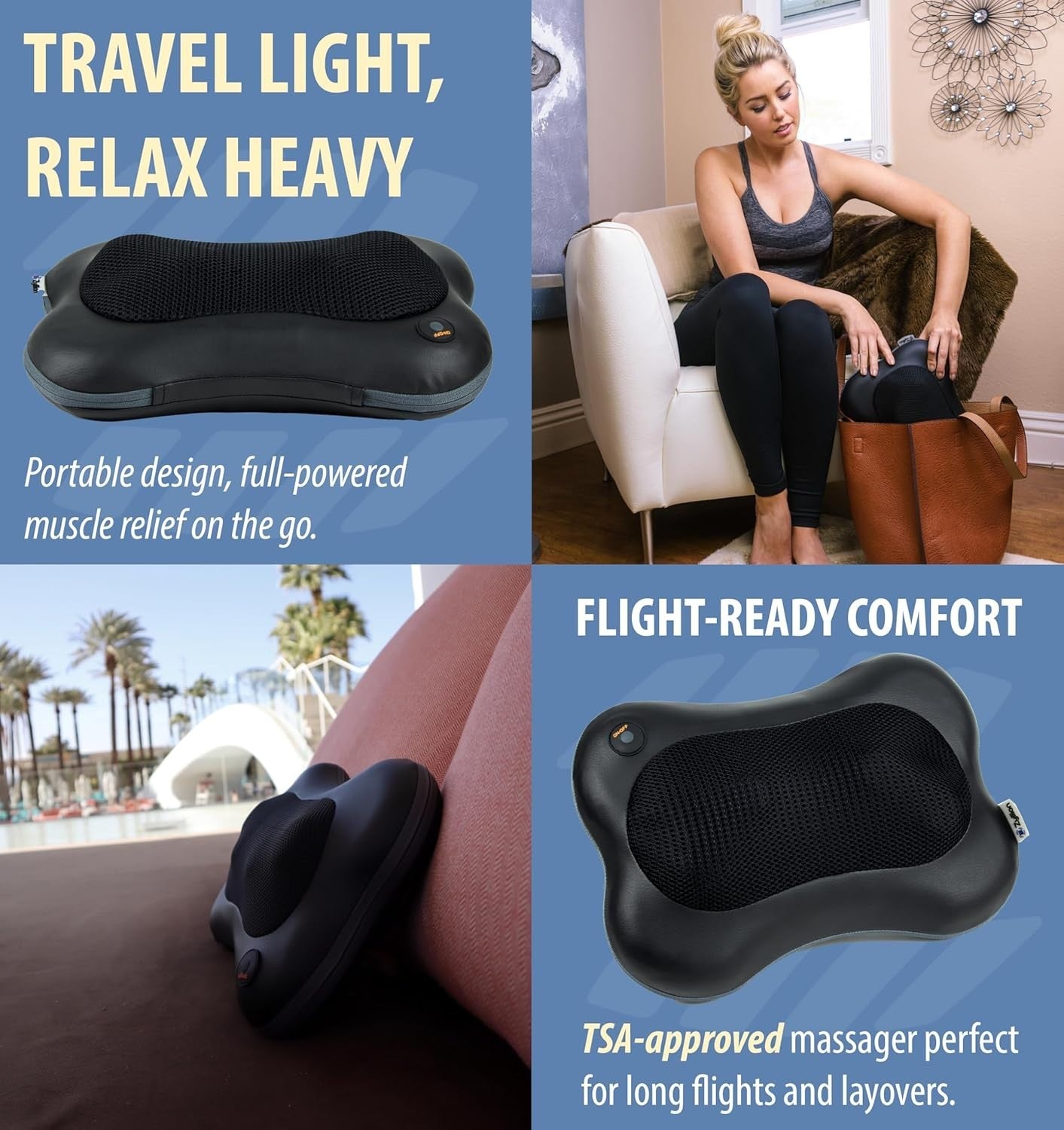 Heated Shiatsu Back Neck Massager Pillow – Deep Tissue Pain Relief