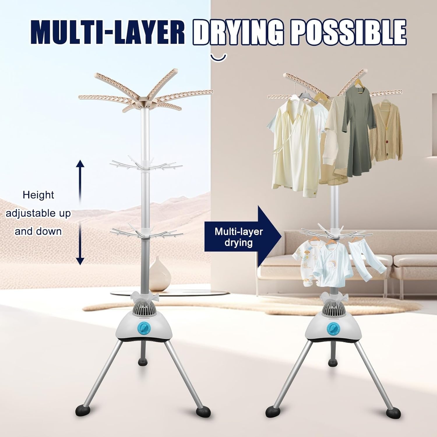 1000W Electric Clothes Dryer Heated Airer Pod 12kg Fast Indoor Drying