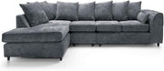 5 Seater Left Hand Corner Sofa – Charcoal Grey Chenille L Shape Couch Set