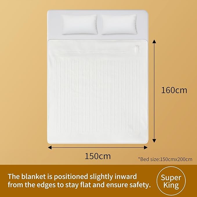 Super King Electric Heated Underblanket Dual Control Fast Heat Washable