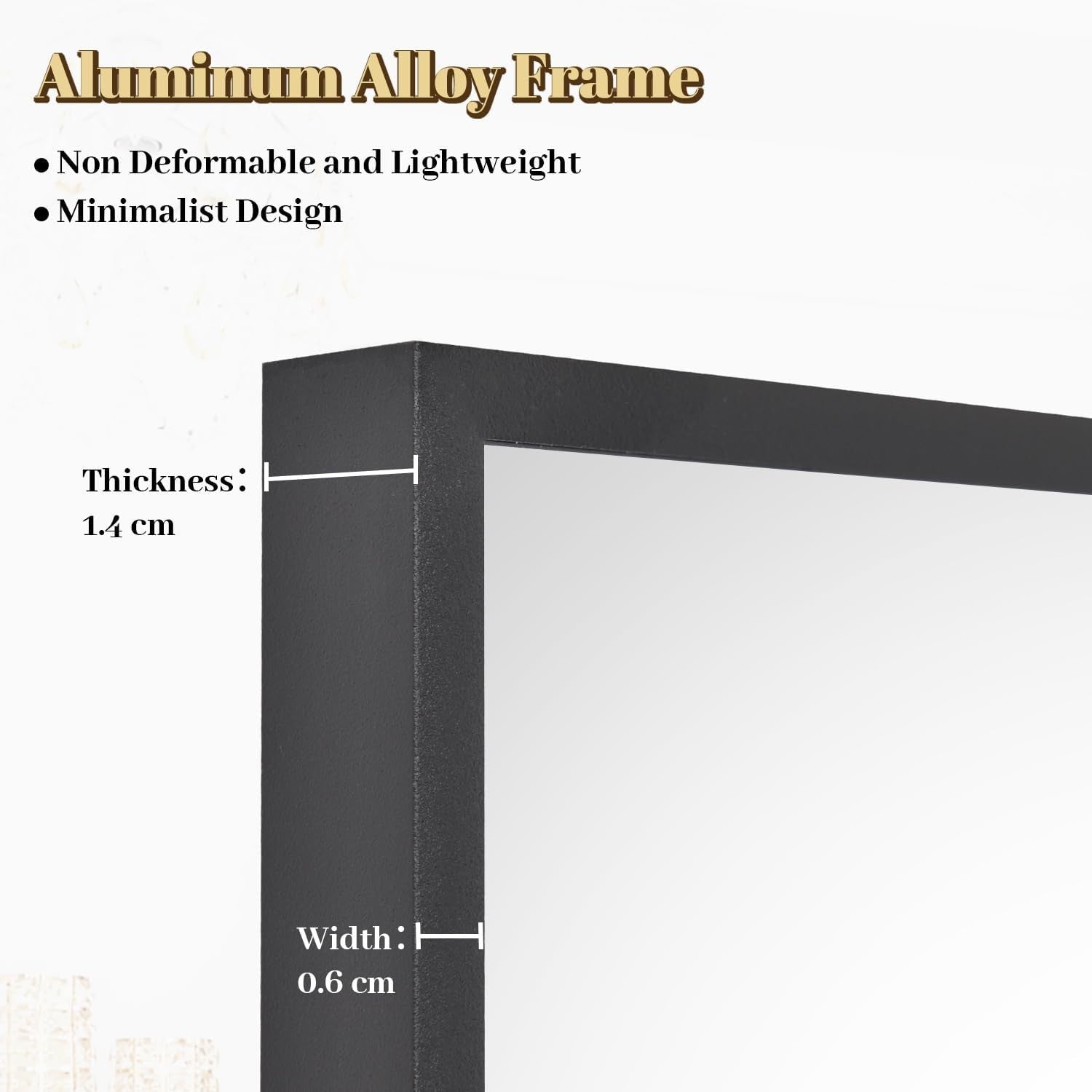 Full-Length Arch Mirror 163×53 cm Lean or Hang Black Slim Frame