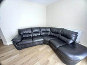 Luxe Black Leather Corner Sofa (PTP)