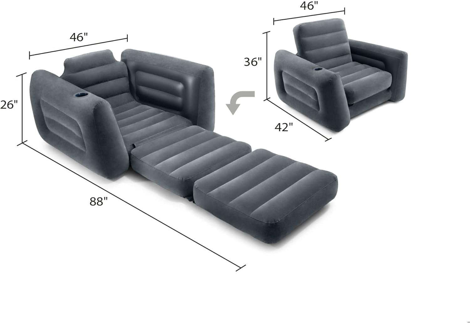 Inflatable Pull-Out Chair – 2-in-1 Bed & Lounger with Cupholder