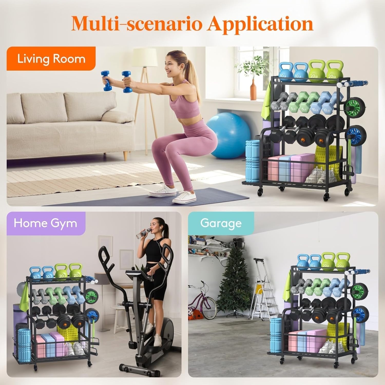 Adjustable 2-Tier Dumbbell & Fitness Equipment Rack – Home Gym Storage