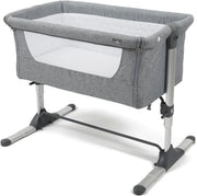 Bedside Baby Co-Sleeper Cot Adjustable Height Crib with Mattress Grey