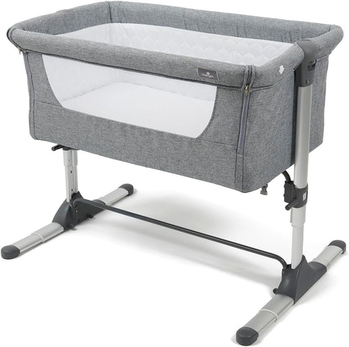 Bedside Baby Co-Sleeper Cot Adjustable Height Crib with Mattress Grey