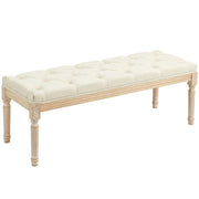 Tufted Cream End of Bed Bench Seat – Vintage Hallway Window Ottoman 115cm