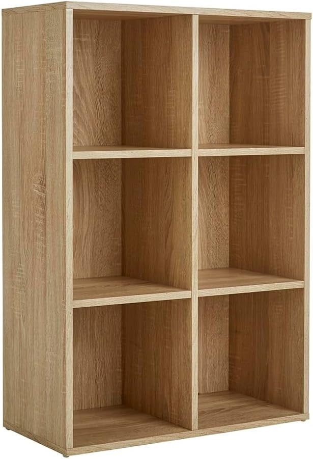 6 Cube Storage Shelf Oak Wooden Bookcase Display Unit 90cm
