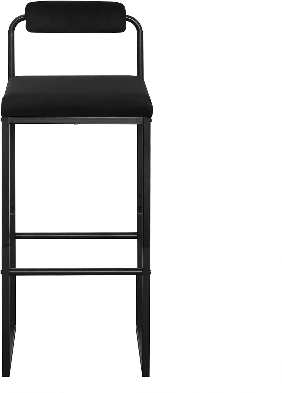Bar Stools Set of 2 | Black Velvet L-Shaped Kitchen Breakfast Chairs
