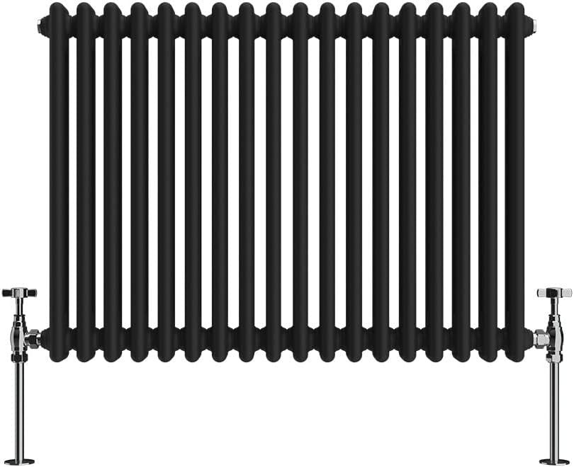 Horizontal Cast Iron Radiator 600x830mm Double Panel Black Heating