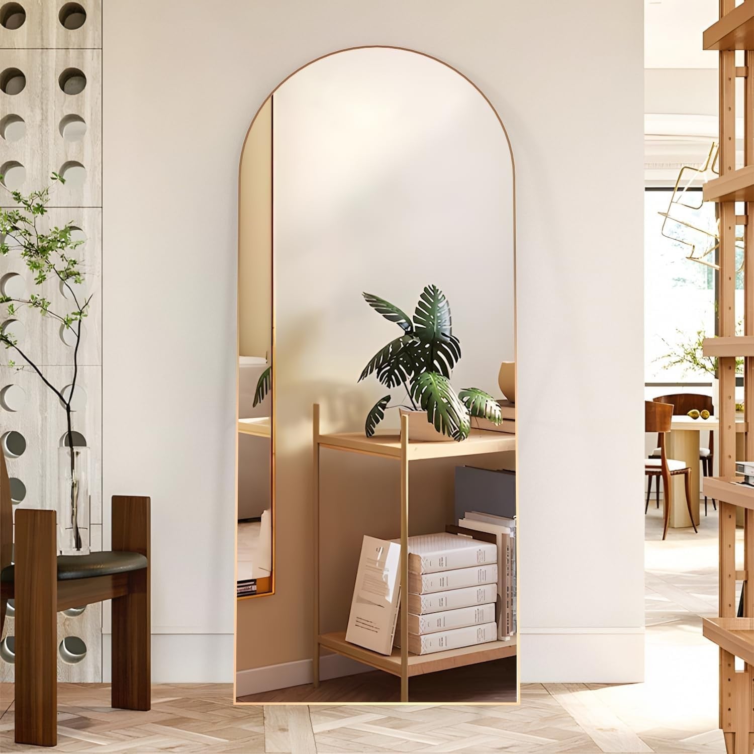 Gold Full Length Mirror 165x60cm Arched Wall Leaning Dressing Room Décor