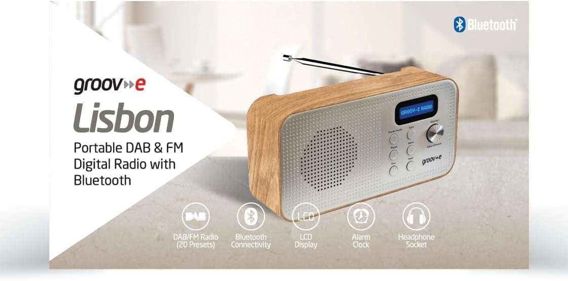 Portable DAB FM Radio Bluetooth LCD Alarm Clock USB Battery