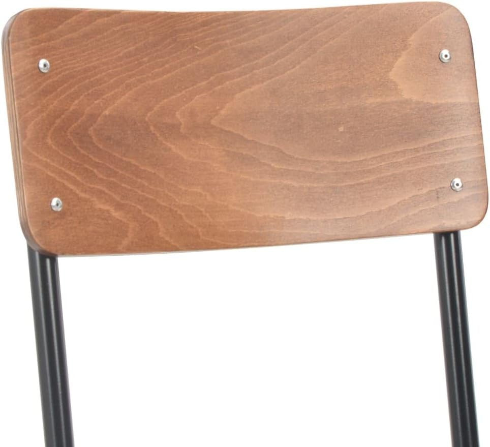 Set of 2 Modern Stackable Dining Chairs Plywood & Steel Brown