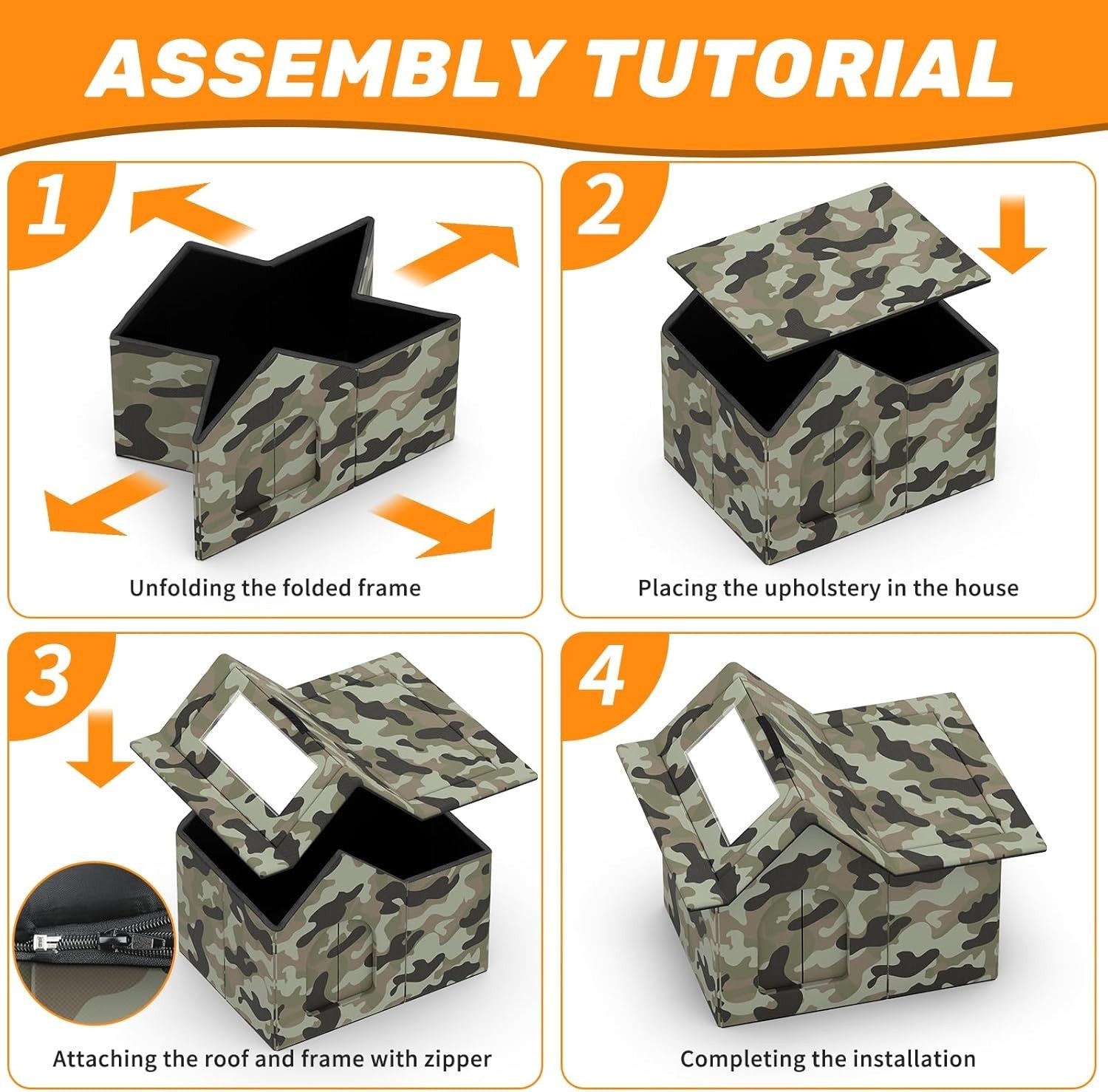 Waterproof Outdoor Cat House with Soft Mat, Foldable Winter Shelter 33x38x43cm