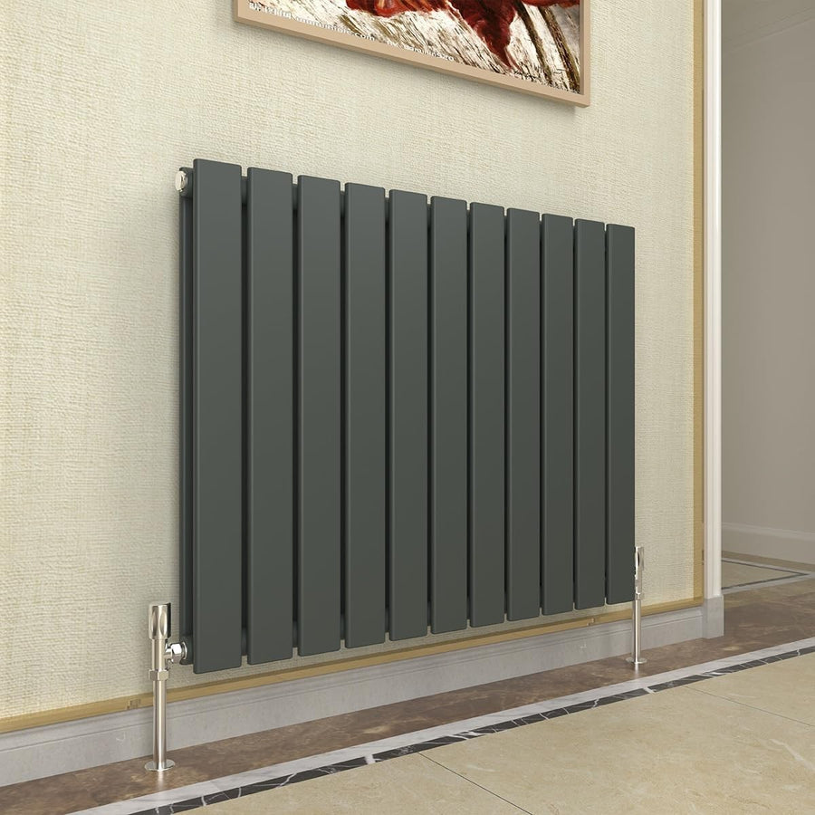 Double Anthracite Flat Panel Radiator 600x748mm Modern Home Heating