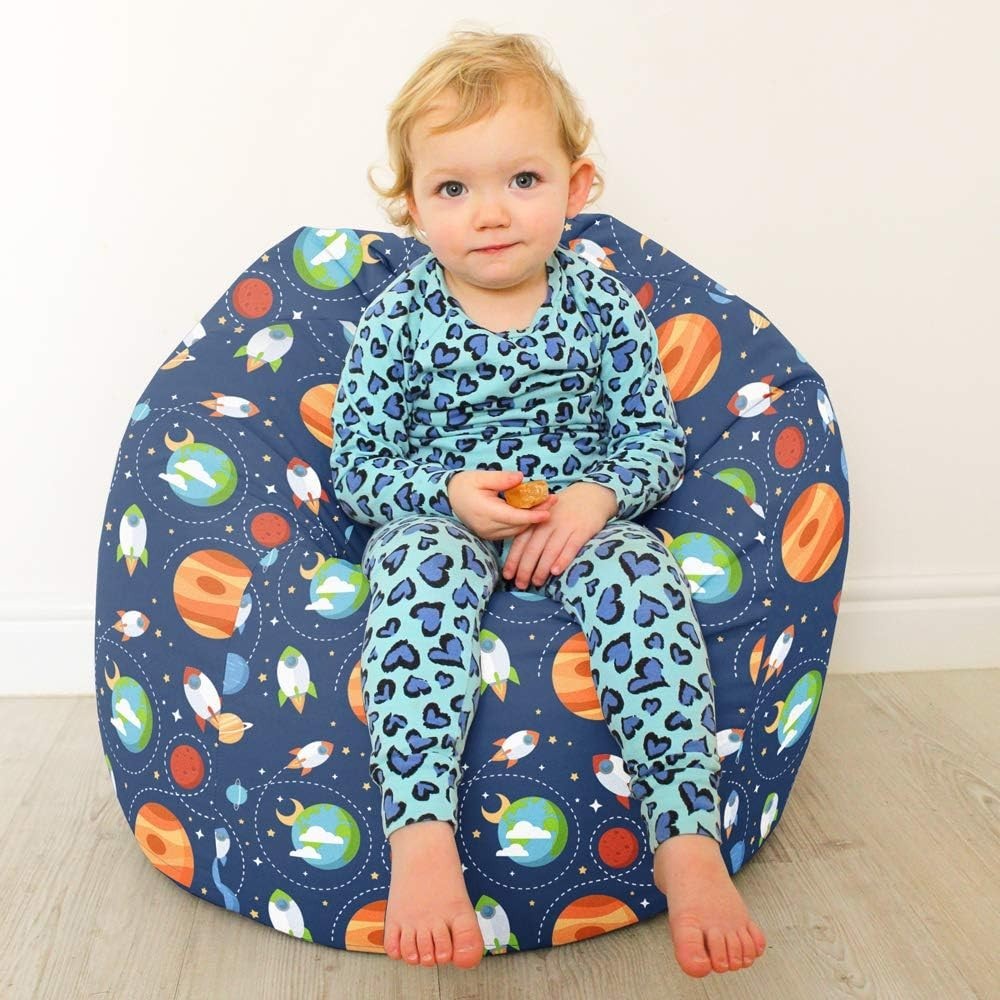 Kids Space Bean Bag Chair Washable Filled Soft Seat for Playroom Bedroom