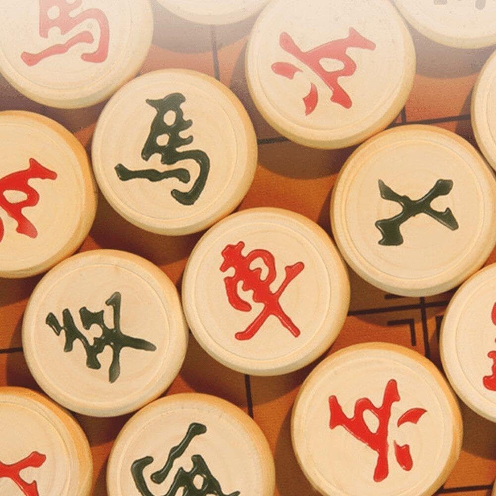 Wooden Xiangqi Travel Chess Set with Leather Board – 2 Player Strategy Game